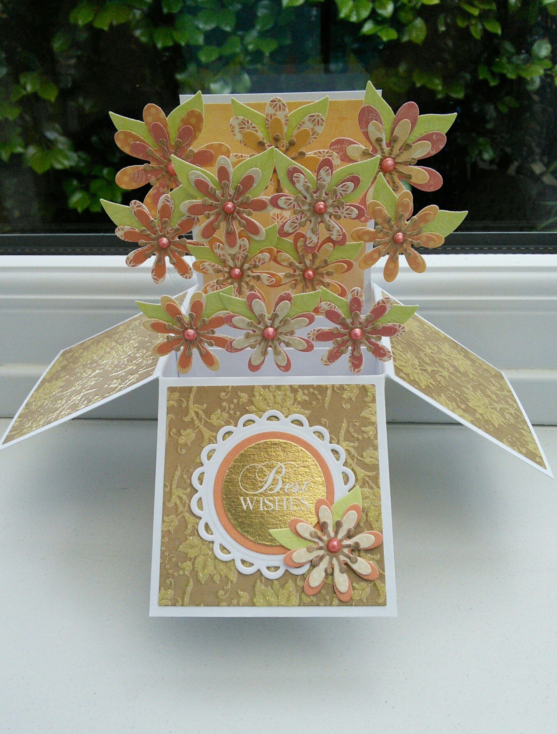 3D Popup flower box birthday card // Best Wishes // 3D Floral Etsy