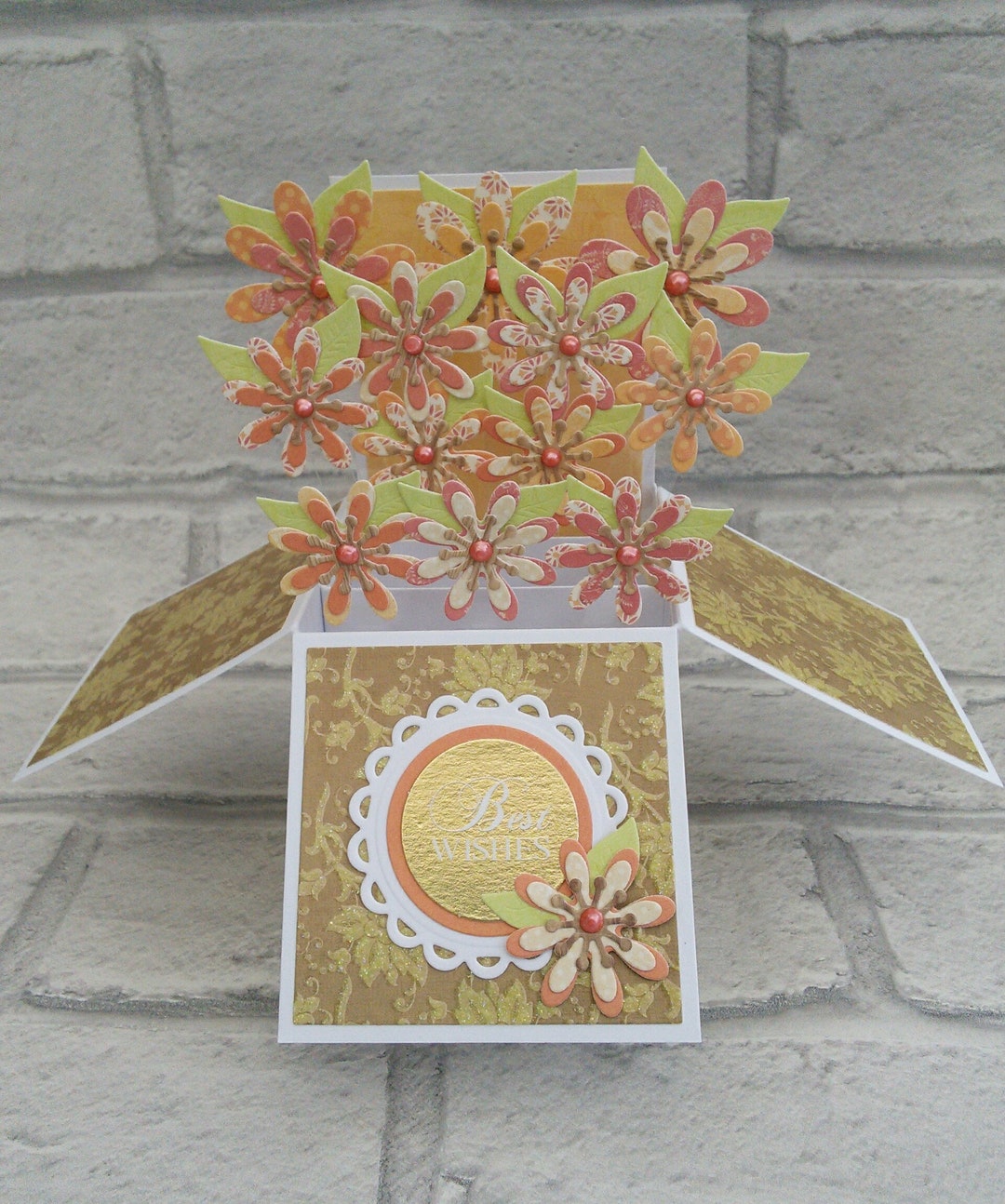 3D Popup Flower Box Birthday Card 3D Best Wishes Floral Etsy