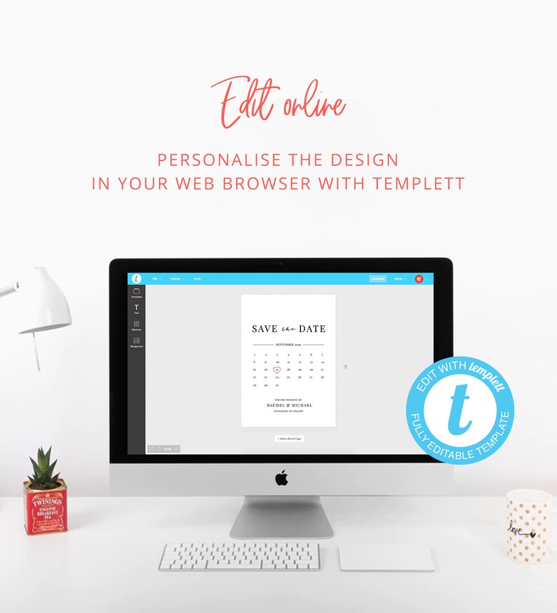 Calendar Save The Date Template Calendar Invitation Etsy UK