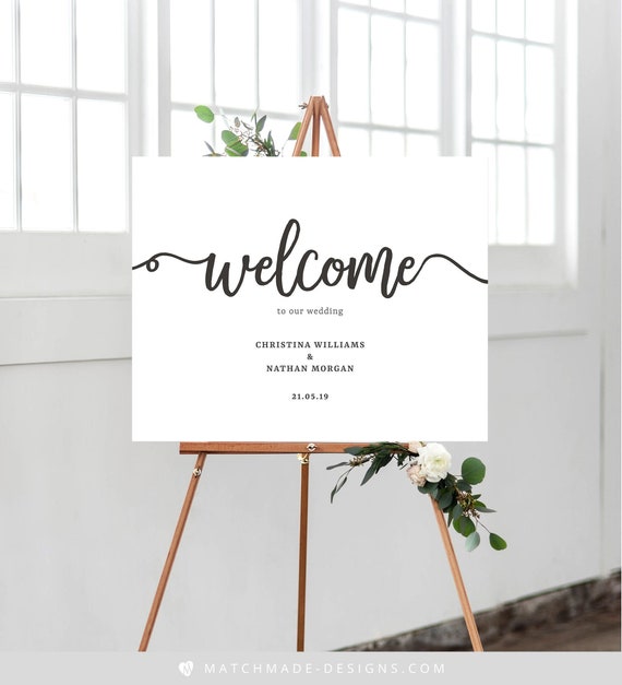 Script Wedding Welcome Sign Simple Welcome To Our Wedding Etsy