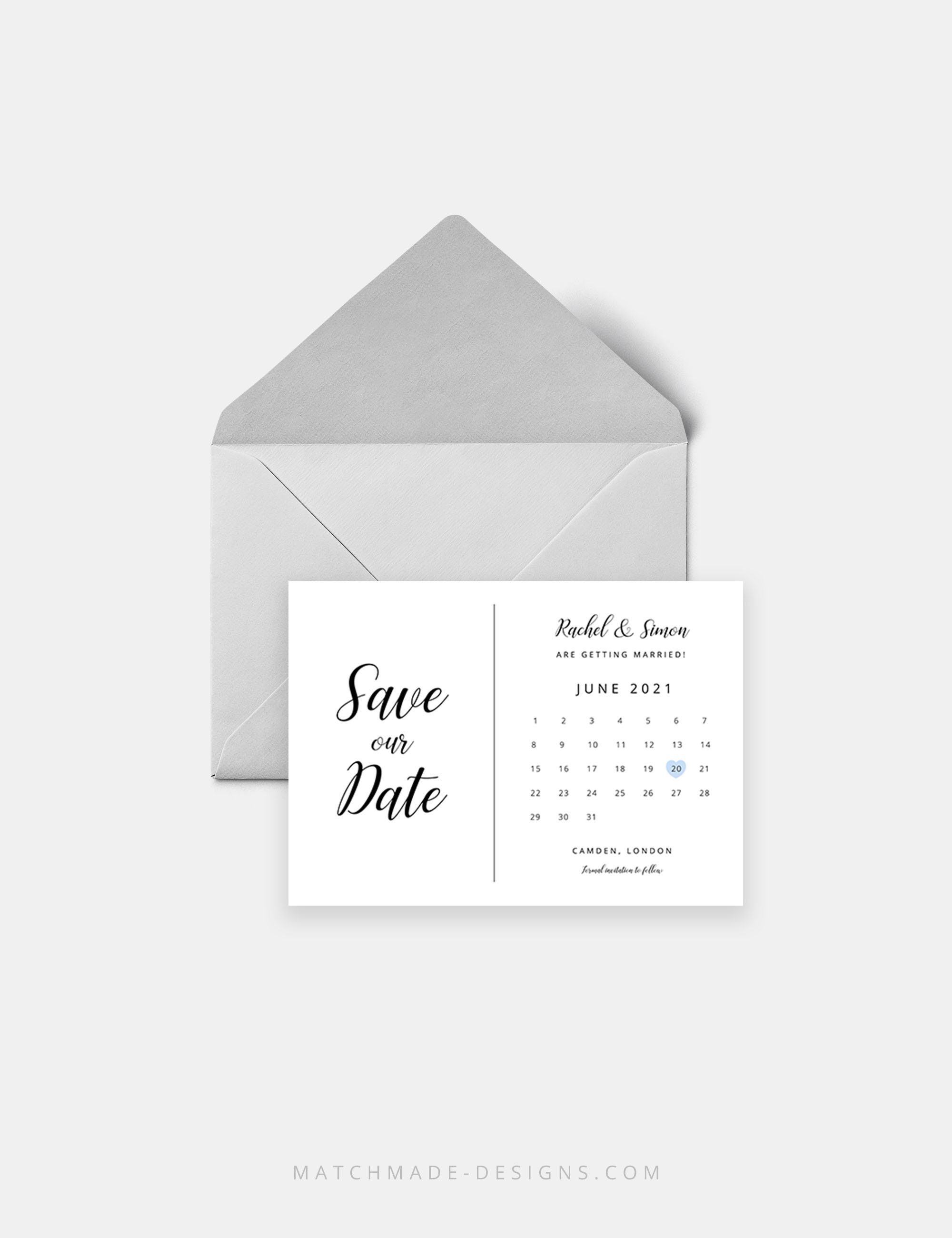 Calendar Save the Date Template Calendar Invitation Etsy