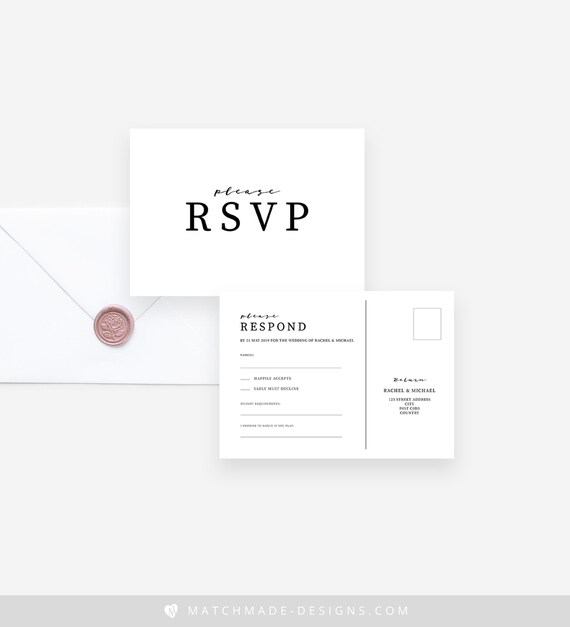simple rsvp postcard template modern wedding rsvp card printable editable rsvp wedding response postcard instant download templett wedding response postcard