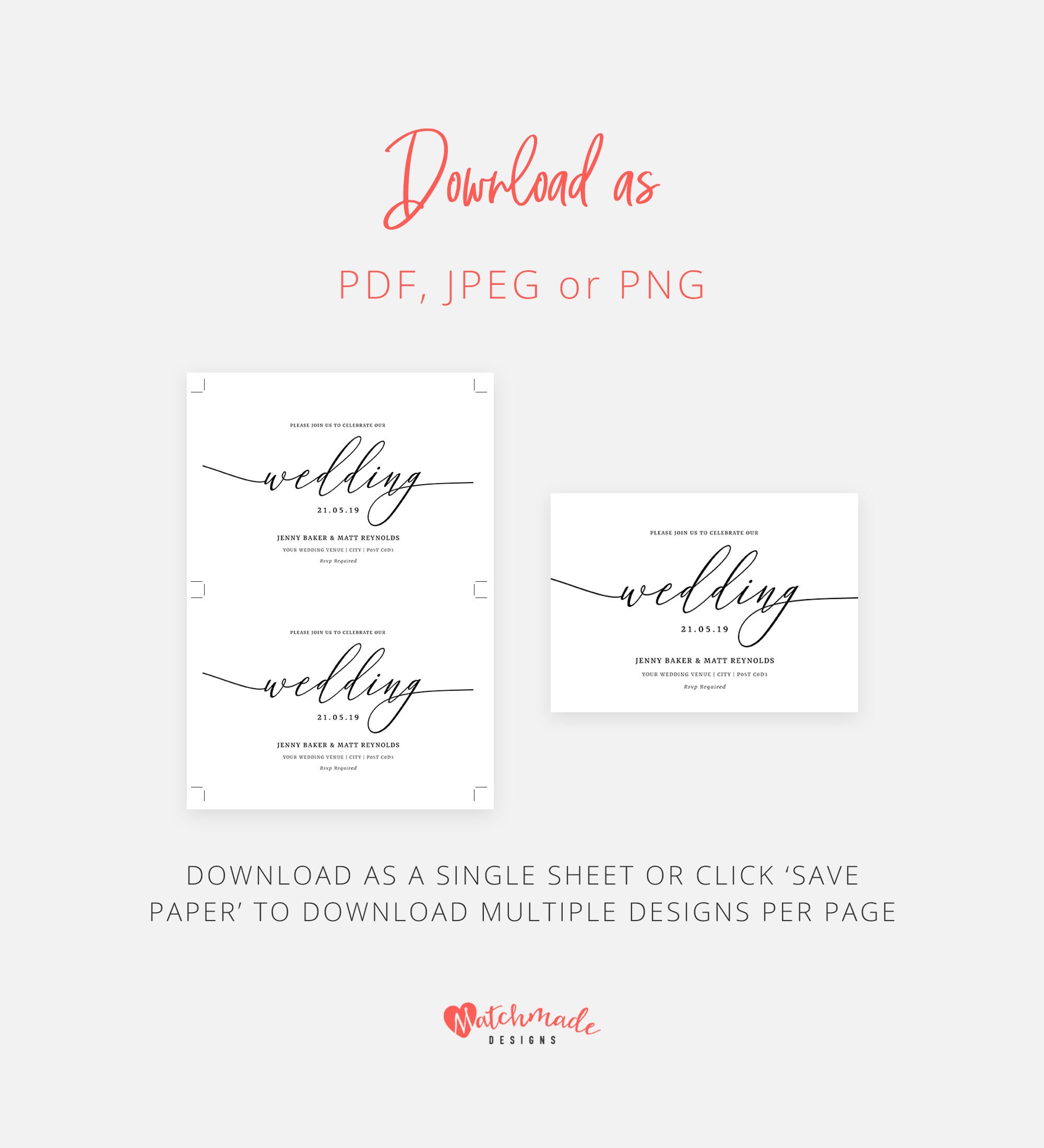 Calligraphy Wedding Invitations Template Editable Wedding - Etsy UK