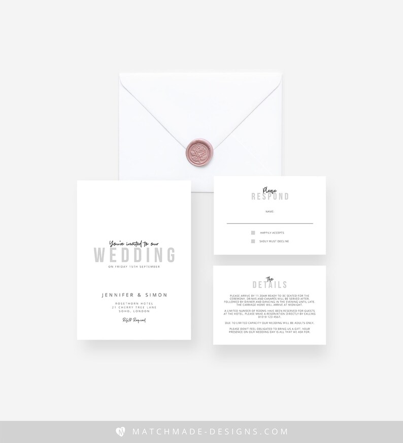 Modern Wedding Invitation Template Editable Wedding Invitation Modern Invitation Simple Wedding Invite Printable Wedding Invite Download
