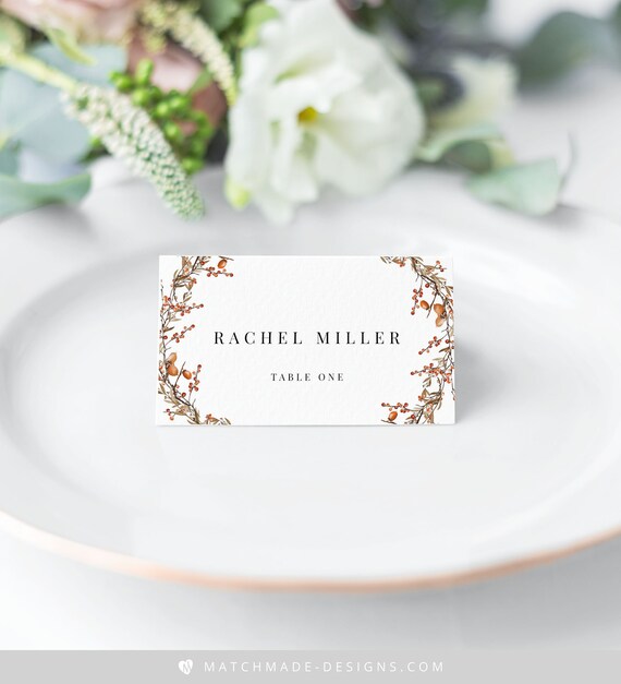 Fall Wedding Place Card Template Printable Name Card Autumn Etsy Fall Wedding Place Card Template Printable Name Card Autumn Etsy