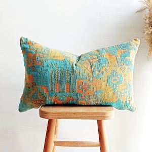 Blue Turkish Kilim Pillow Lumbar Pillow Cover Lumbar Pillow 12×24 Throw Pillow All Size Kilim Pillow Red Throw Pillow