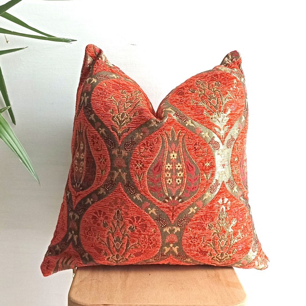 Bright Orange Orient Kilim Pillow Lumbar Pillow 16×24 Throw Pillow All Size Kilim Pillow Orange Kilim Pillow