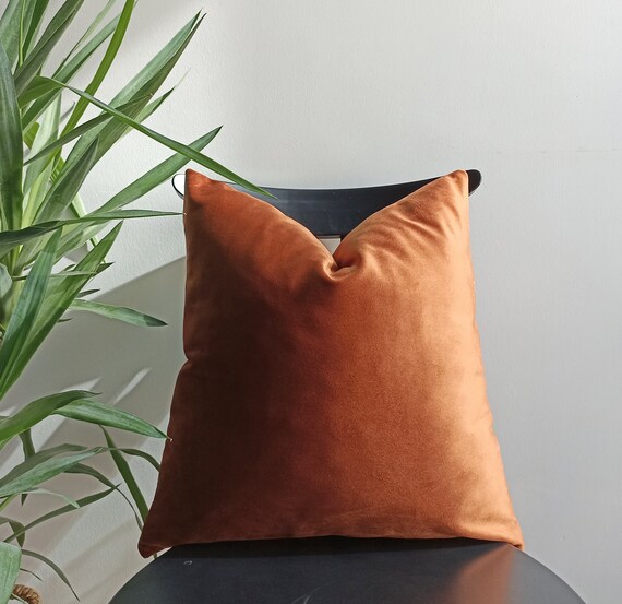 Orange Pillow Cover Lumbar Pillows Rust Orange Velvet Throw Etsy
