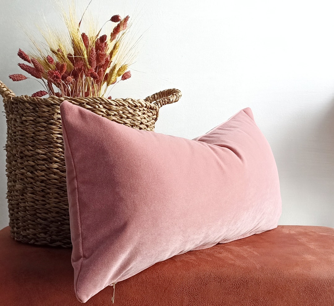 Light Pink Velvet Lumbar Pillow 1224 Pillow Cover Velvet Pillow Cover