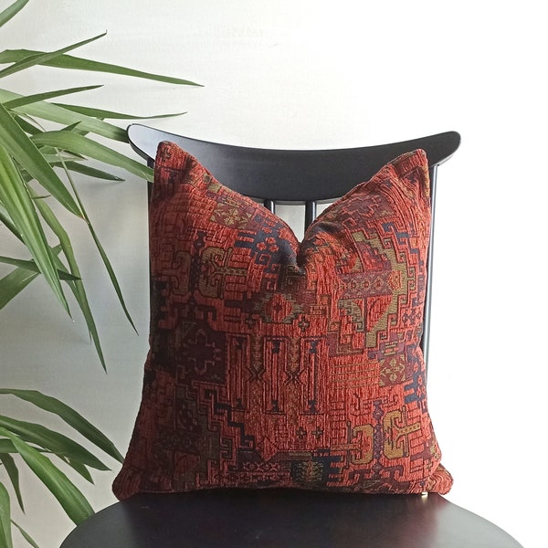 Terracotta Red Turkish Kilim Pillow Cover Kilim Pillow Lumbar Pillow 12×24 Throw Pillow All Size Kilim Pillow Red Throw Pillow