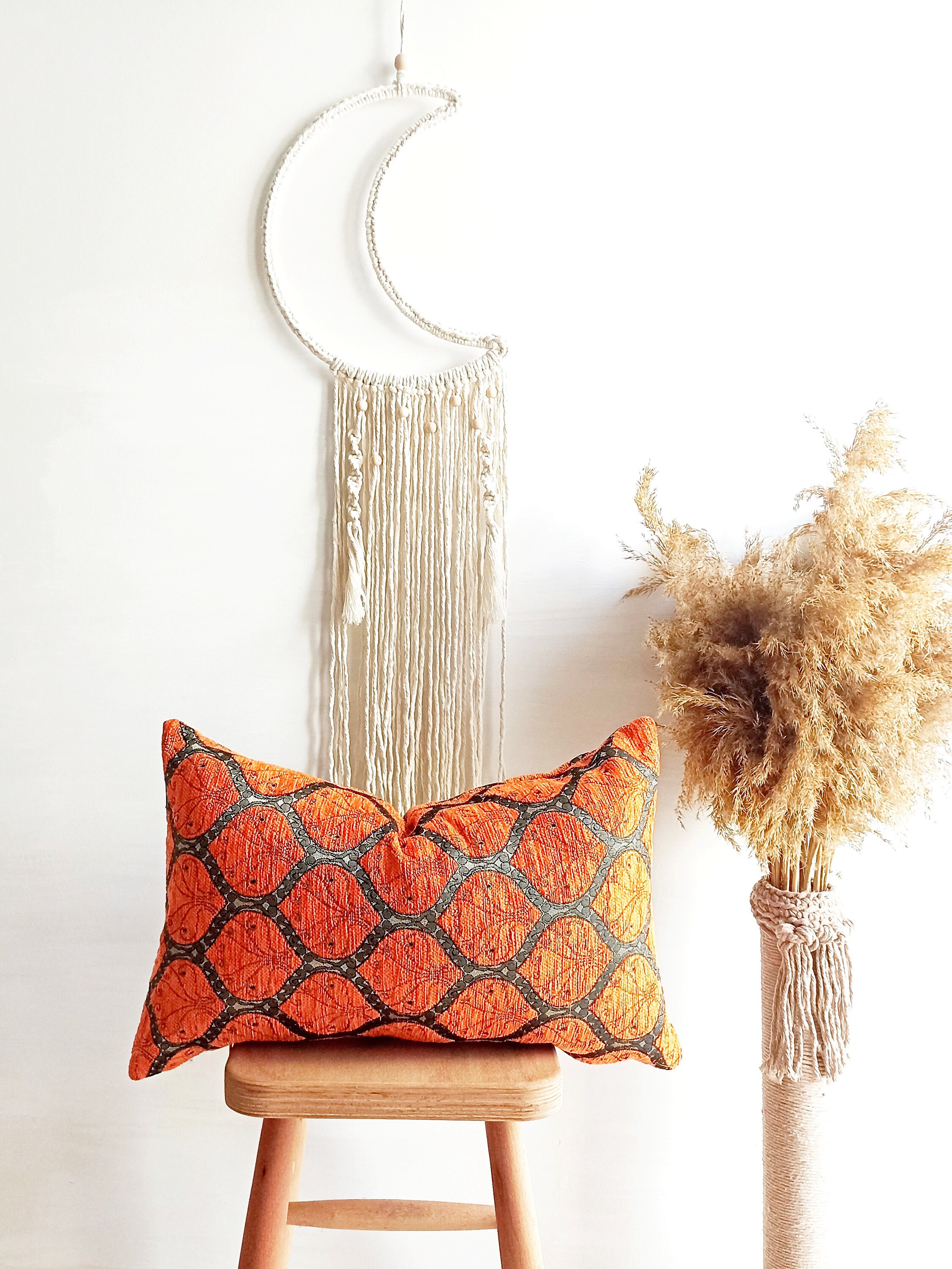 Orange Lumbar Pillow Cover Large Size Throw Pillows Long Etsy
