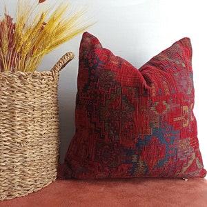 Maroon Red Pillow Cover Kilim Pillow Lumbar Pillow 12×24 Throw Pillow All Size Kilim Pillow Red Throw Pillow