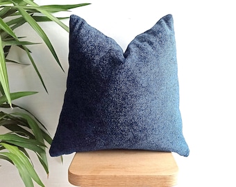 Dark Blue Boucle Pillow Cover, Plush Decorative Cushion