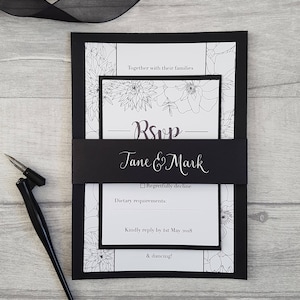 Black and white wedding invitation, Whimsical wedding invitation, Classic wedding invitations, Wedding stationery, traditional invite