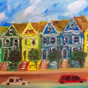 Art Print of Oil Painting by Dave. Cityscape San Francisco Painted Ladies Houses