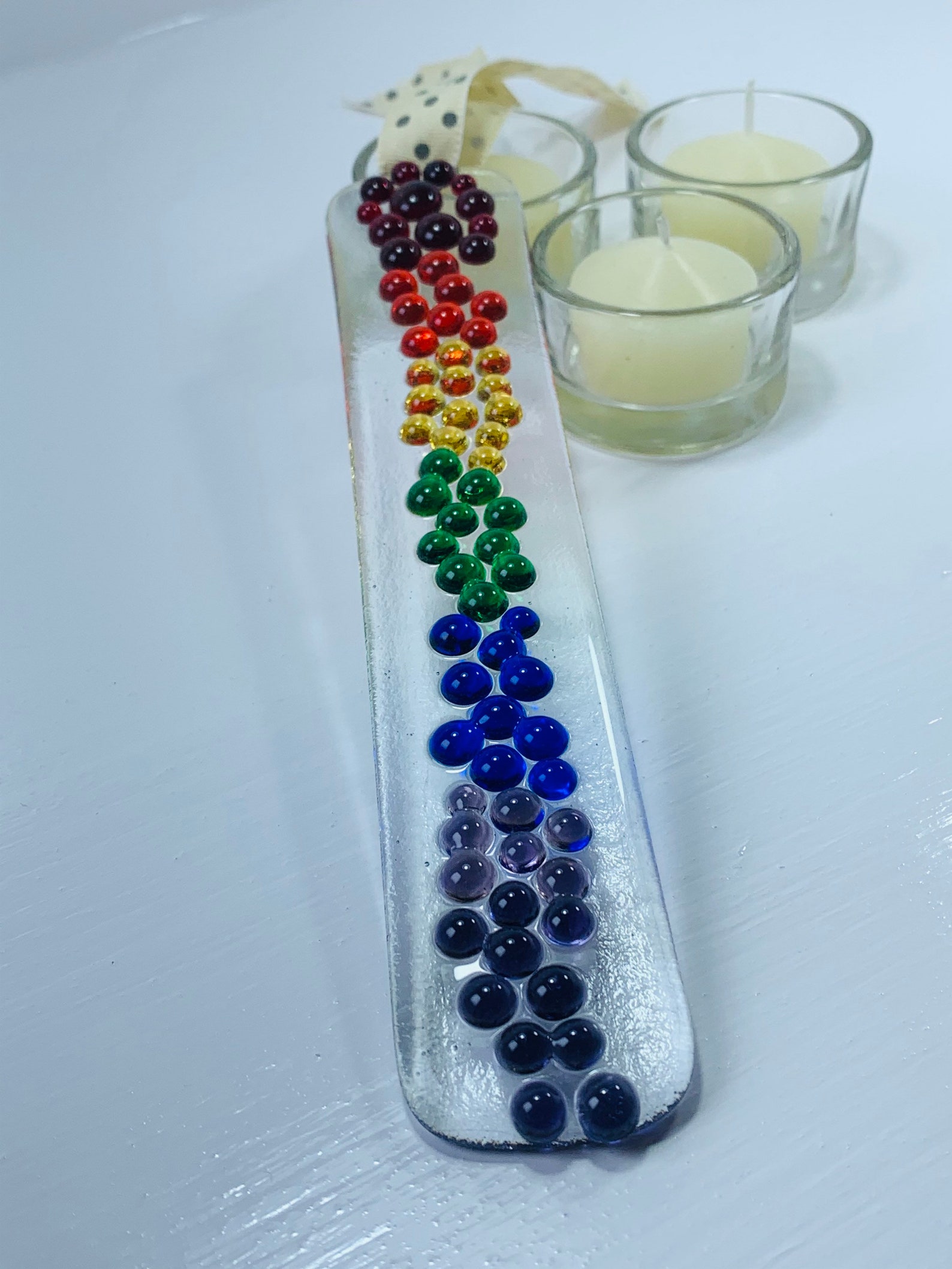 Fused glass art Rainbow dot Suncatcher Etsy