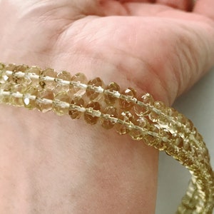 Lemon Quartz 4mmx6mm faceted rondelles 15 beads yellowish gemstone for jewelry making CB296