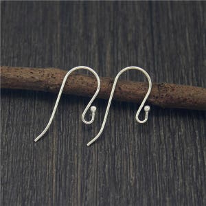 2 pairs Solid 925 Sterling Silver 10x24mm Hook Earring Parts F120