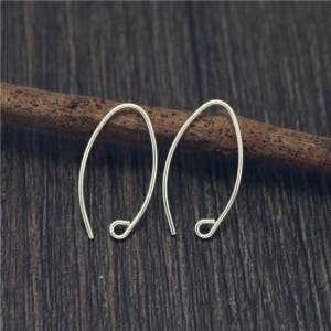 2 pairs Solid 925 Sterling Silver 12x21mm Hook Earring Parts F127