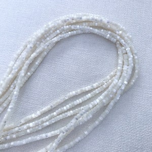AAA Natural creamy white mother of pearl 3.7mm smooth heishi beads 15 inches MOP seashell shimmery beads for making jewelry PB176MPV