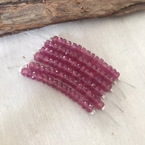 Natural ruby 4.5mm faceted rondelles 4cm 1 strand genuine fuchsia pink precious gemstone July birthstone for jewelry making GS335RB