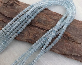 Natural Aquamarine 2.5mm faceted rondelles 15 inches 1 strand sparkly genuine subtle blue gemstone for jewelry making GS204SAR