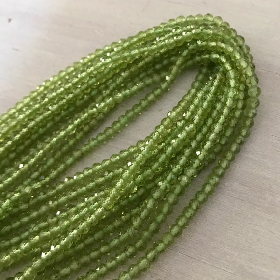 AAA natural Faceted Rondelle dark green Peridot Gems Loose Beads Jewelry Making