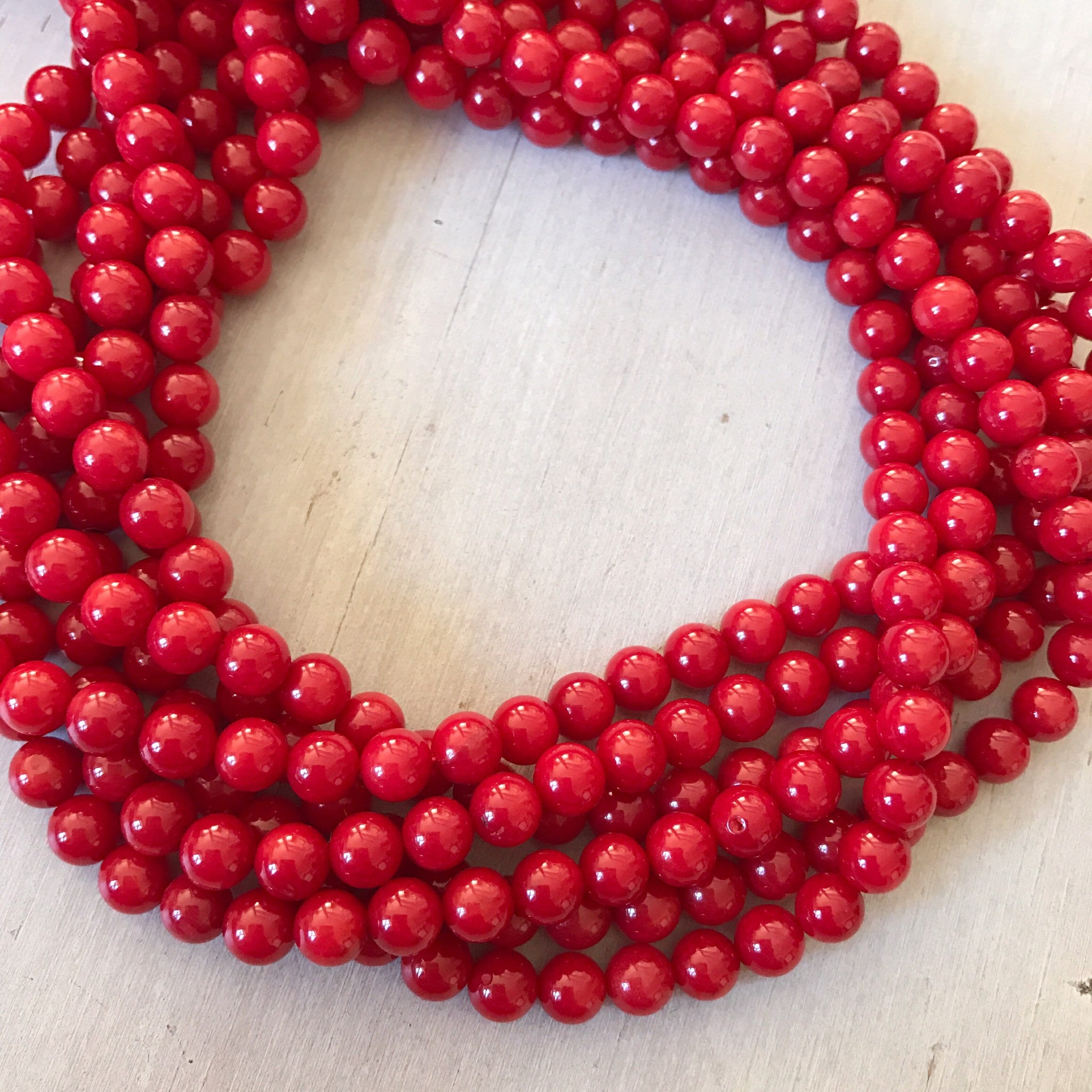 Red coral 5mm round smooth beads 1 strand 15.5 inches for Etsy