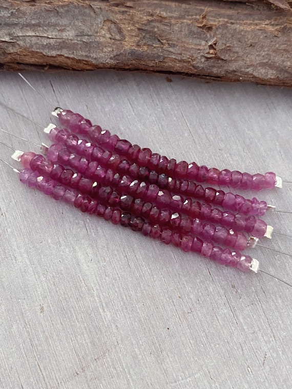 Natural ruby 3.2mm faceted rondelles 4cm 1 strand genuine precious fuchsia pink gemstone July birthstone for jewelry making GS335RG