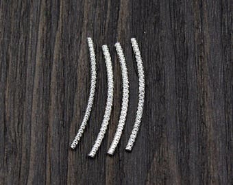 4 pcs 1.5x25mm Broderie 925 Sterling Silver Curve Tube Spacer Findings F051