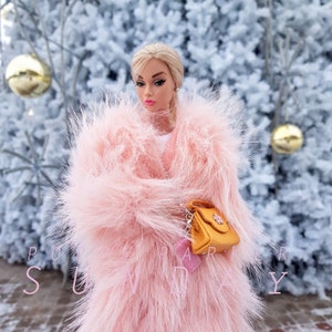 Pink Fur coat for Poppy Parker  Integrity Toys Fashion Royalty NU Face Barbie 12 inch  doll