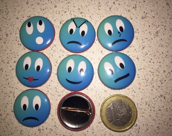 7 badges Smiley, emoticons, pinnen