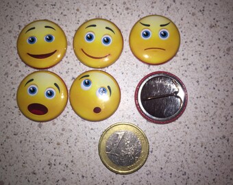 5 badges Smiley, emoticons, pinnen