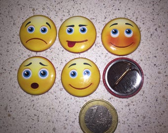 5 Badges Smiley, Emoticones, Pin's