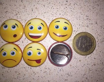 5 Badges Smiley, Emoticones, Pin's