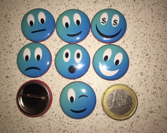 7 badges Smiley, emoticons, pinnen