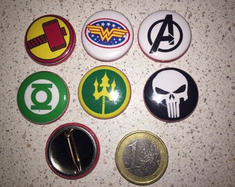 6 Badges Supers Heros, Pin's