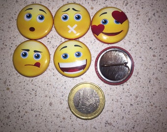 5 Badges Smiley, Emoticones, Pin's