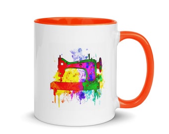 Rainbow Watercolor Sewing Machine Colorful Mug - Sewing Mug - Quilting Mug - Gift for Quilter - Colorful Mug