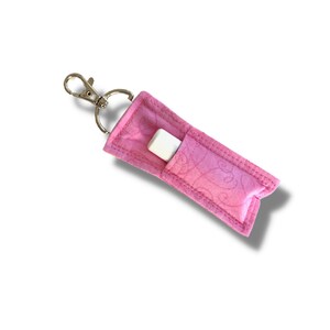 Lip Balm Keychain Clip – Pink Heart - ChapStick Holder Keychain - Backpack Clip - Lipstick Holder -Purse Clip - by CraftyKC