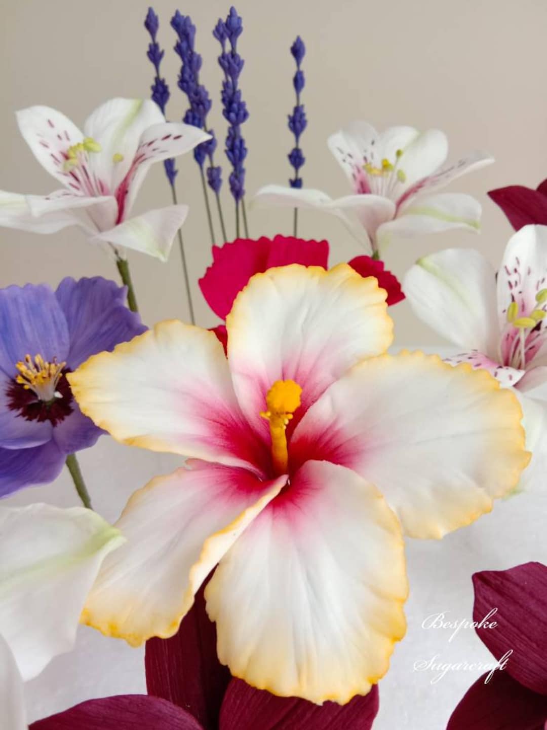 Sets of Sugar Hibiscus Flowers Made to Order Cake Topper Etsy UK