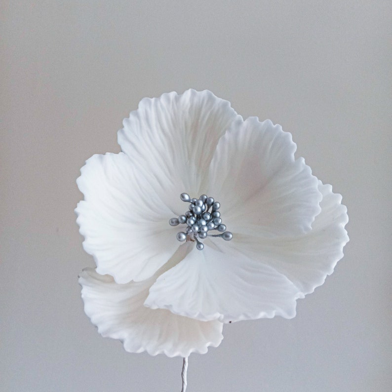 Bespoke Sugarcraft White Ivory and Silver Sugar Flower, Made to Order
