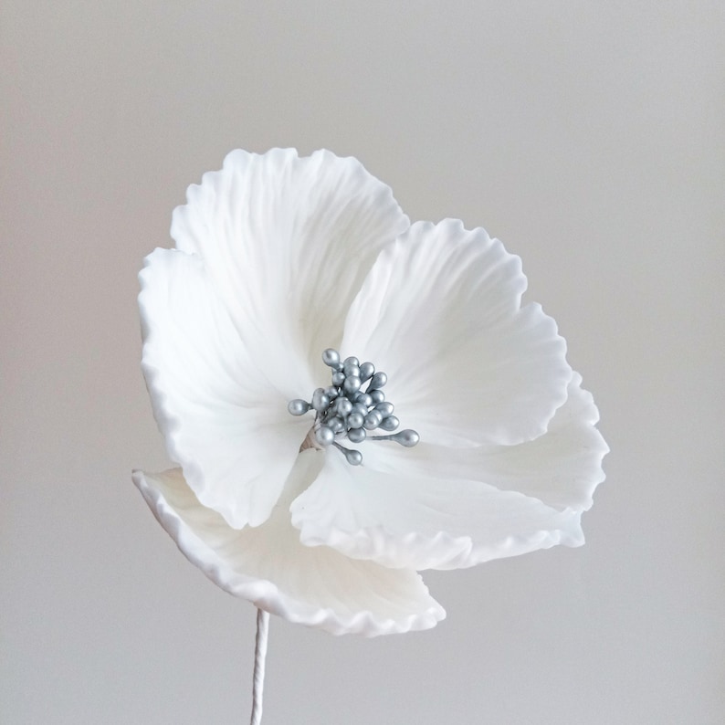 Bespoke Sugarcraft White Ivory and Silver Sugar Flower, Made to Order