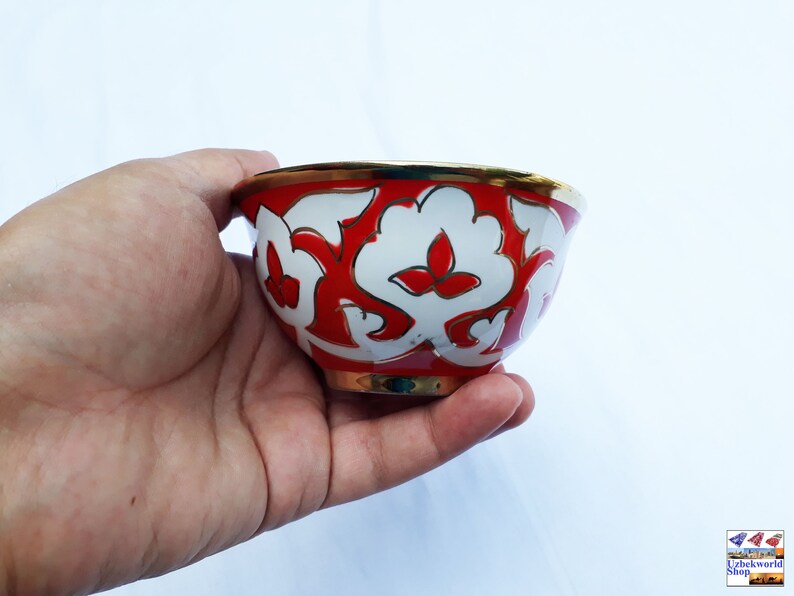Dinner set for 4 people dinner tableware uzbek traditional handmade glazed ceramic pottery set teapot cups bowls plates