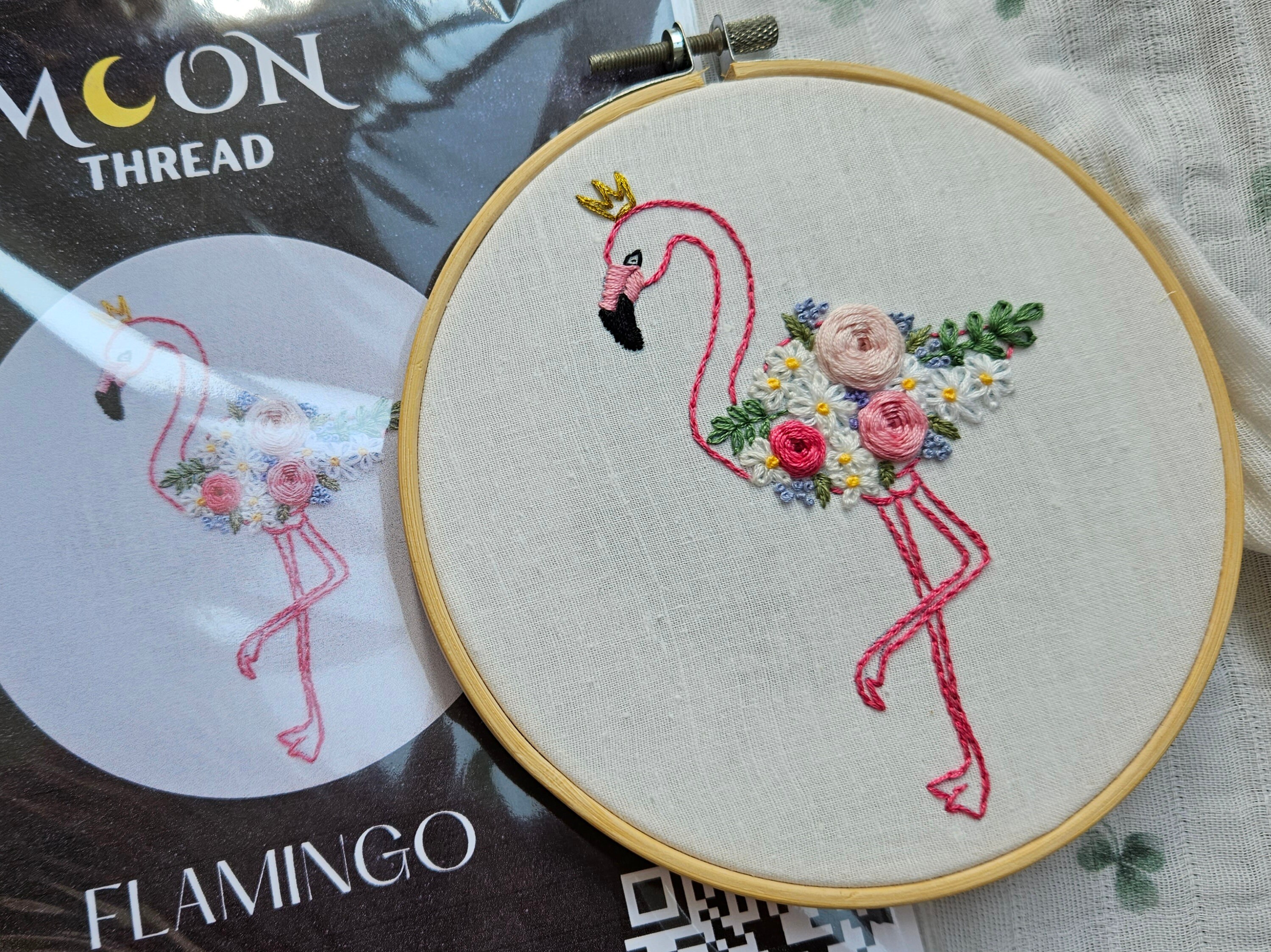 Beginner Embroidery Kit Pink Flamingo Hand Embroidery Kit Easy Embroidery  Kit for Beginner 