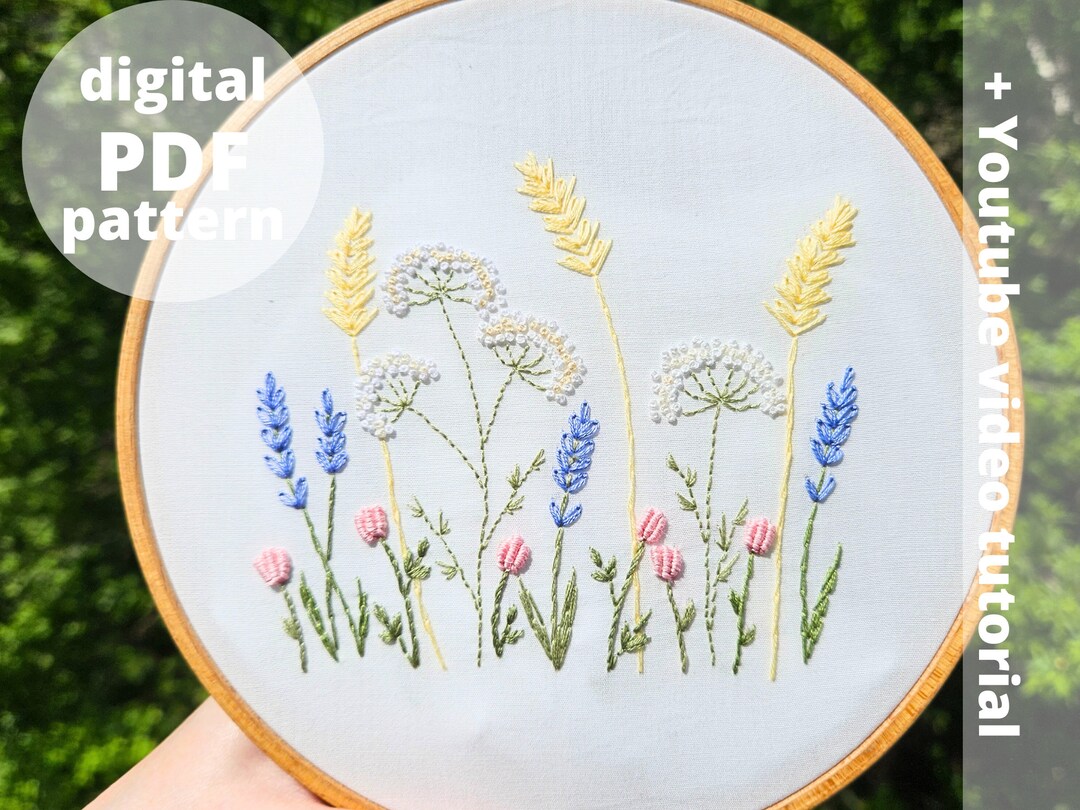 Wildflowers Hand Embroidery Pattern: Beginner Needlepoint (PDF Pattern ...