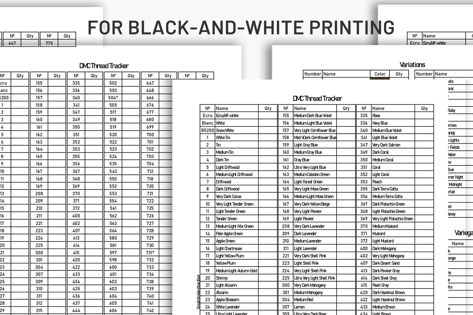 Printable Dmc Thread Color Chart Tracker Inventory Sheet.pdf DMC Thread Color Chart: Printable Inventory Tracker (PDF Download) - Etsy