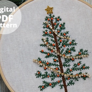 PDF Christmas Tree Hand Embroidery | Embroidery Pattern|  Beginner embroidery pattern | Pine tree embroidery