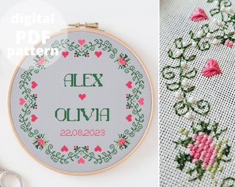 Patrón de bordado de boda personalizado: Corona personalizada (patrón PDF)