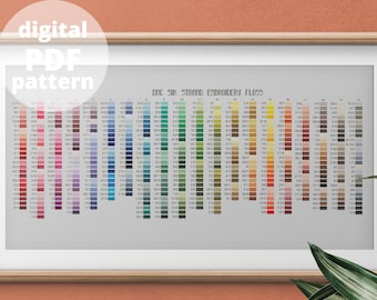 Patrón de punto de cruz de tarjeta de colores de hilos DMC Descargar PDF